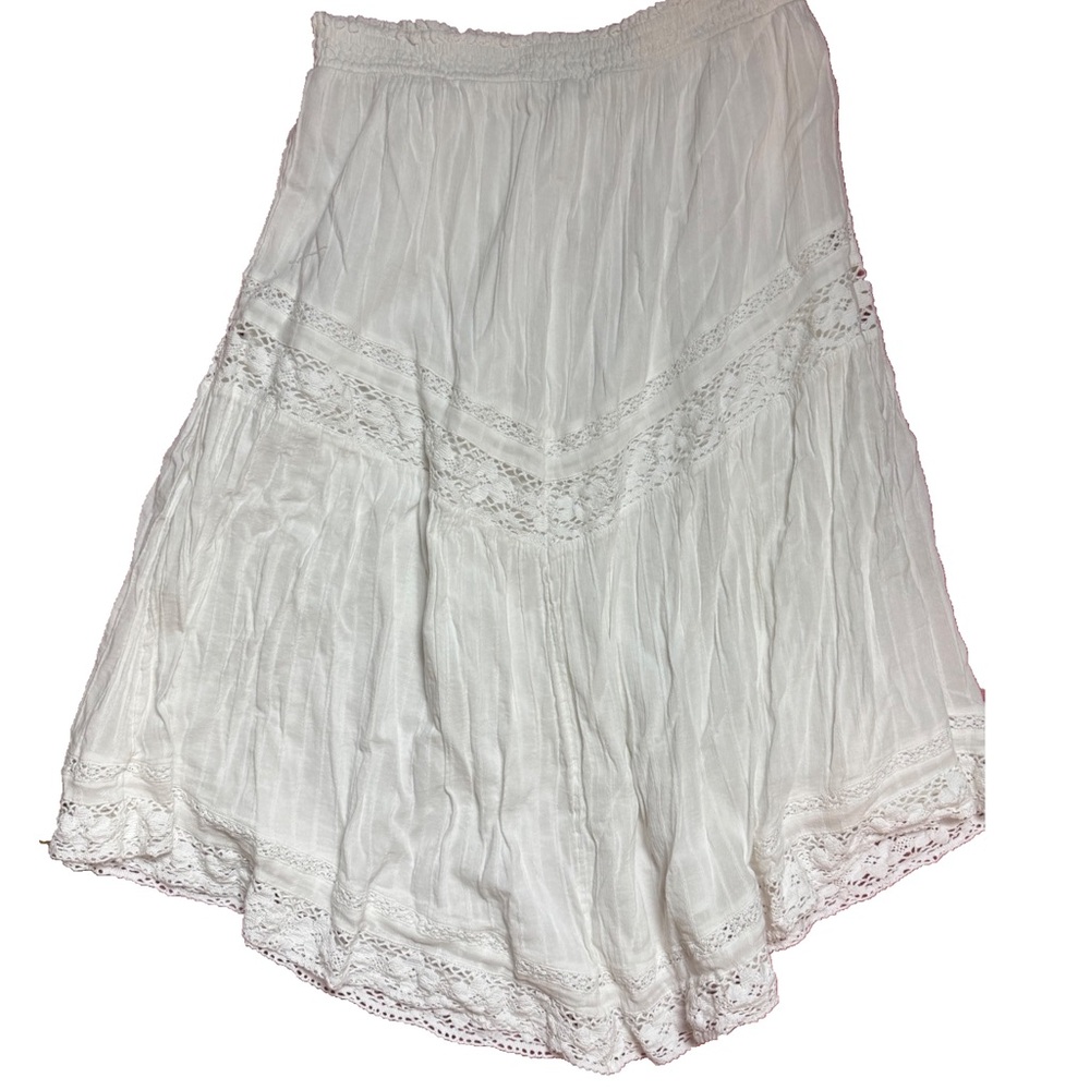 NWOT American Eagle Outfitters White Crocheted Tiered Skirt - Picture 8 of 10